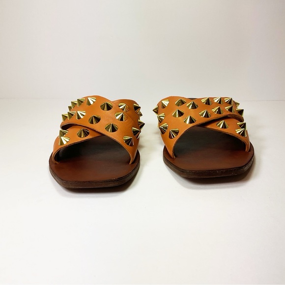 Steve Madden Spike Cognac Leather Slide Sandal - Picture 3 of 7